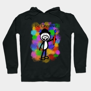 GG Artist Stick Figure “Be Creative” on light blue background Hoodie